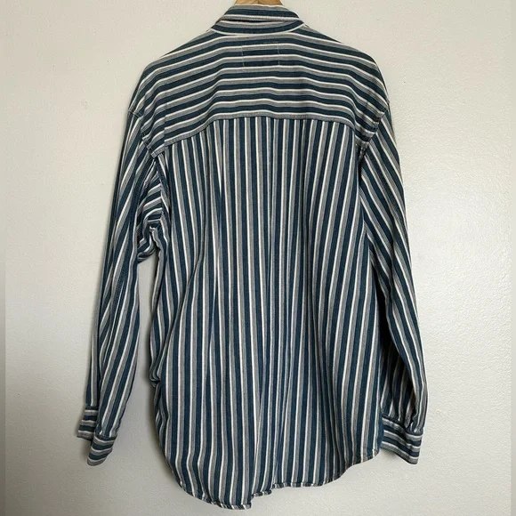 Levi’s 90s Blue Striped Button-Up Shirt | Authentic Jeanswear Rare Vintage Find - Picture 4 of 14